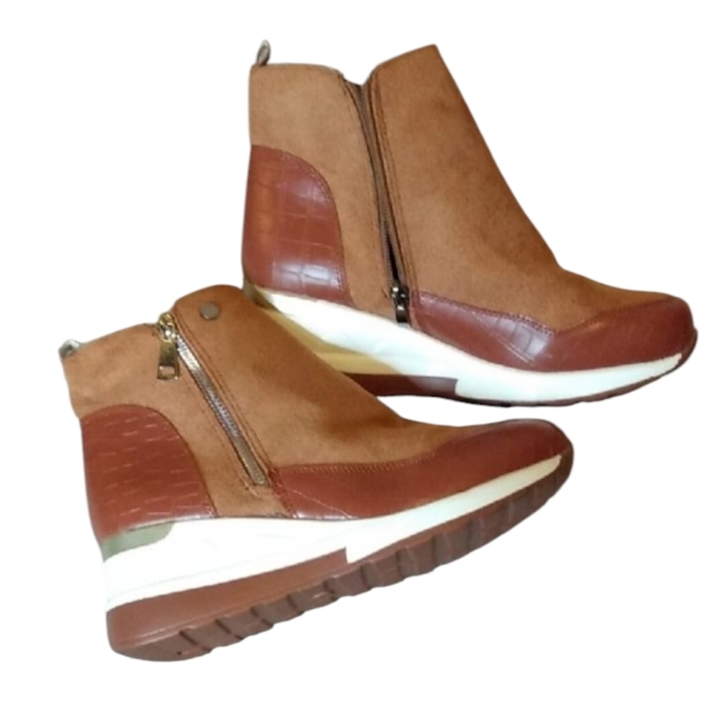 Brown and Tan Women's Ankle Boots